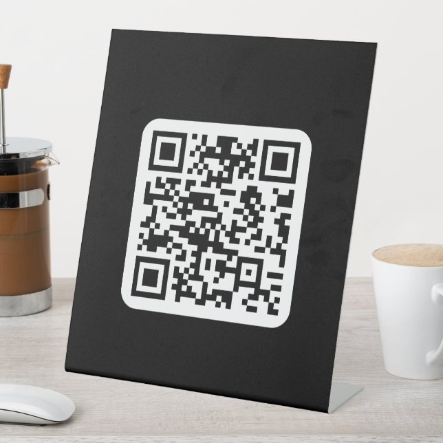 Signe De Table Code QR moderne éditable | Noir Blanc ou toute cou (In SItu)