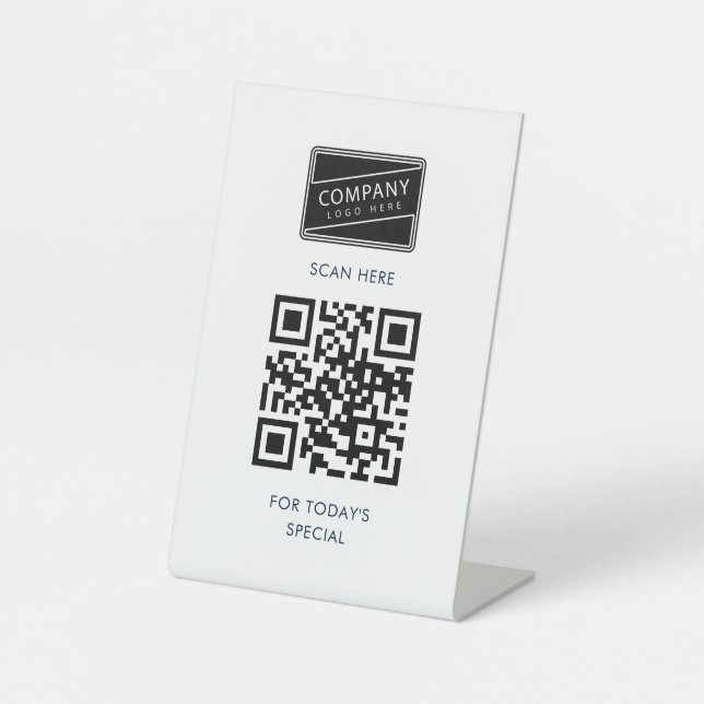 Signe De Table Code QR moderne et logo d'entreprise personnalisé (Recto)