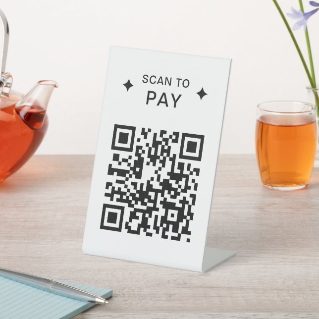 Signe De Table Code QR moderne pour les restaurants Scan to Pay S (In SItu)