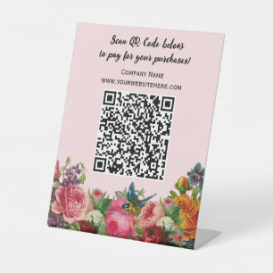 Signe De Table Code QR moderne Tableau d'affaires Top Piédestal