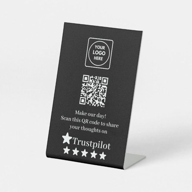 Signe De Table Code QR noir | Affichage des avis Trustpilot pour  (Recto)