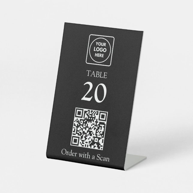 Signe De Table Code QR noir | Numéro de table du restaurant Comma (Recto)