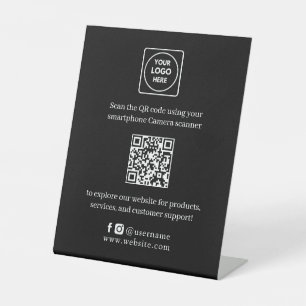 Signe De Table Code QR noir Site Web d'entreprise Moderne Scann