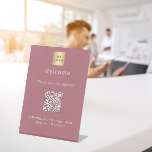 Signe De Table Code QR or rose gold inscription de clientèle de b