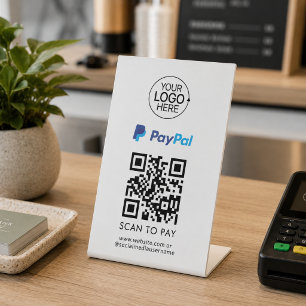Signe De Table Code QR PayPal Paiement sans contact Ajouter un lo