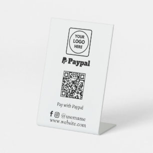 Signe De Table Code QR PayPal Scannez pour payer avec un logo d