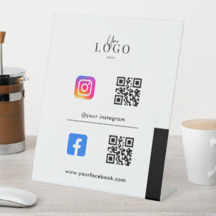 Signe De Table Code QR personnalisé Business Social Media Sign