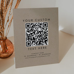 Signe De Table Code QR personnalisé Chic Faux Kraft Entreprise ou