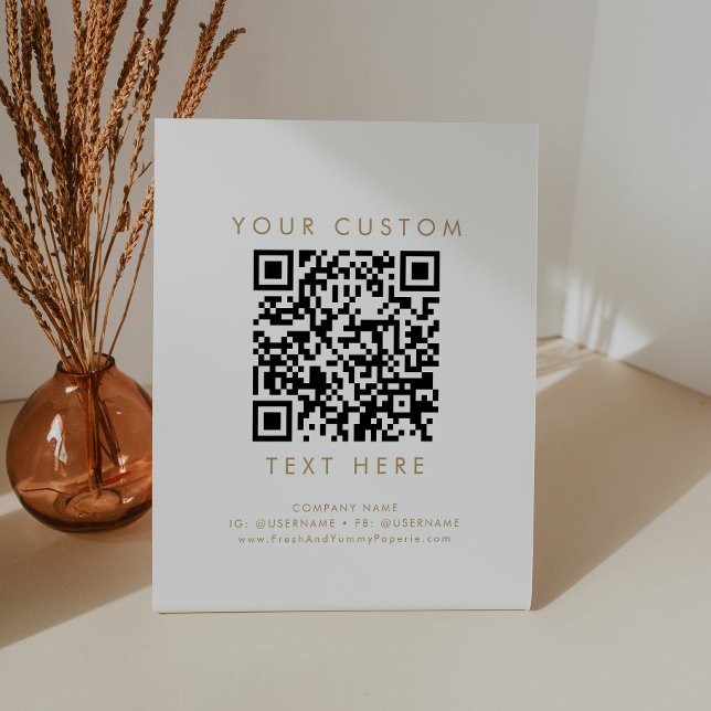 Signe De Table Code QR personnalisé Chic Gold ou Mariage (Créateur téléchargé)