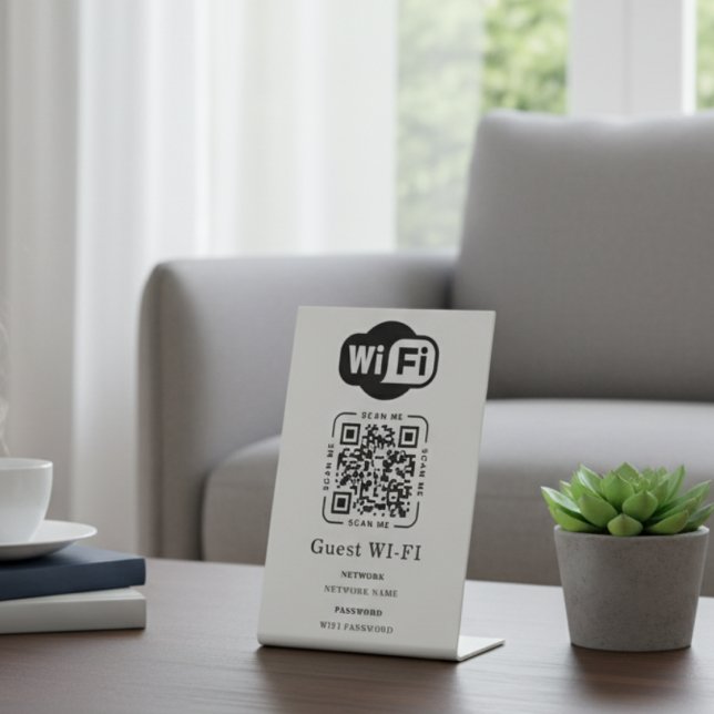 Signe De Table Code QR personnalisé de mot de passe et de réseau  (Créateur téléchargé)