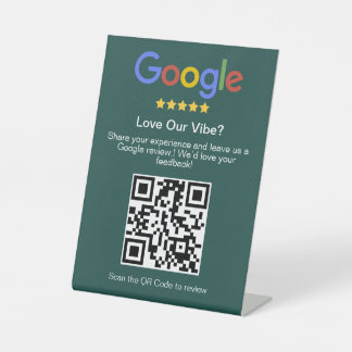 Signe De Table Code QR personnalisé de révision Google sarcelle p