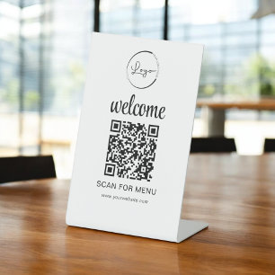 Signe De Table Code QR personnalisé Menu Texte Entreprise moderne