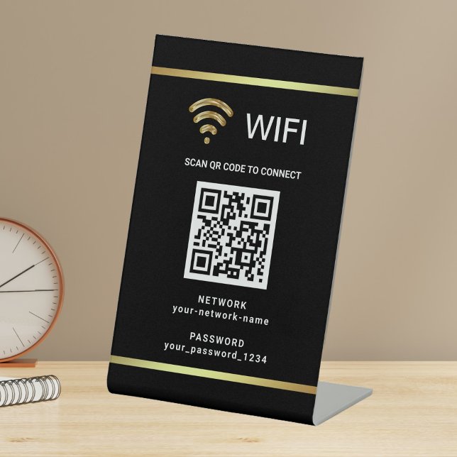 Signe De Table Code QR personnalisé moderne pour mot de passe de  (Créateur téléchargé)