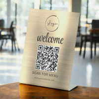 Code QR personnalisé or menu texte affaires modern