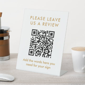 Signe De Table Code QR personnalisé Or Moderne Laissez un avis