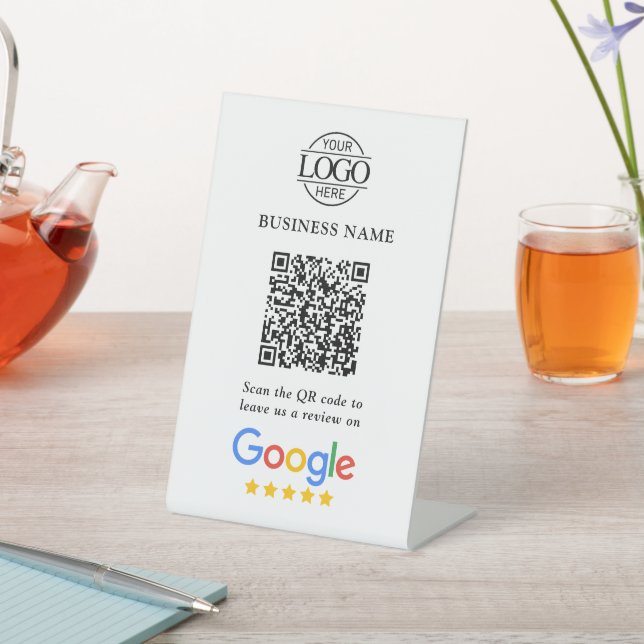 Signe De Table Code QR personnalisé pour les avis Google avec log (In SItu)