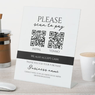 Signe De Table Code QR personnalisé pour paiement par analyse d'e