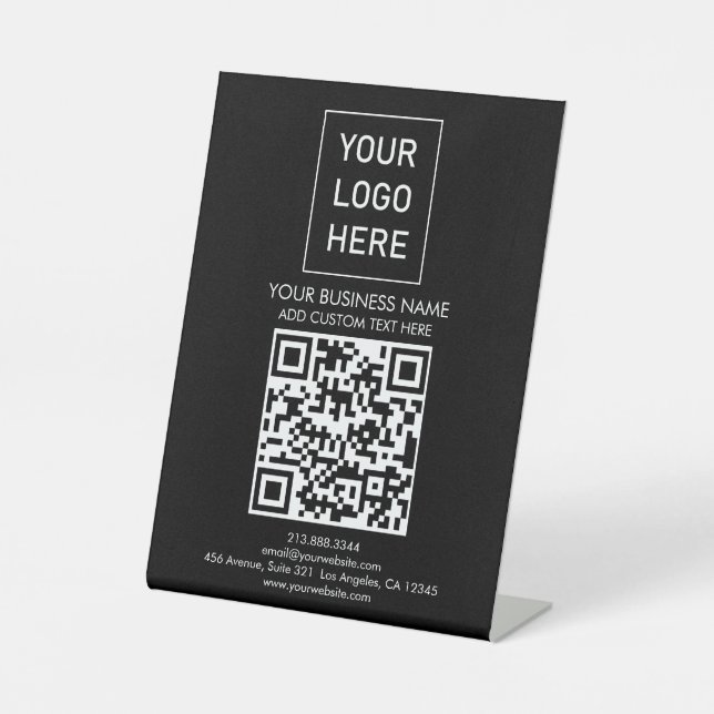 Signe De Table Code QR personnalisé professionnel Logo Texte Entr (Recto)