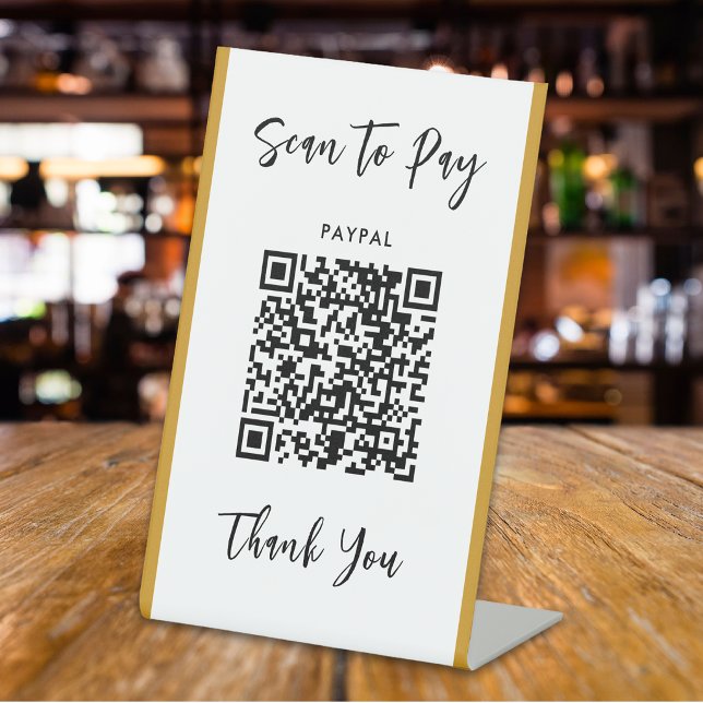 Signe De Table Code QR personnalisé Texte Analyse pour payer les  (Créateur téléchargé)