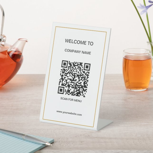 Signe De Table Code QR personnalisé Texte de code QR moderne Whit (In SItu)