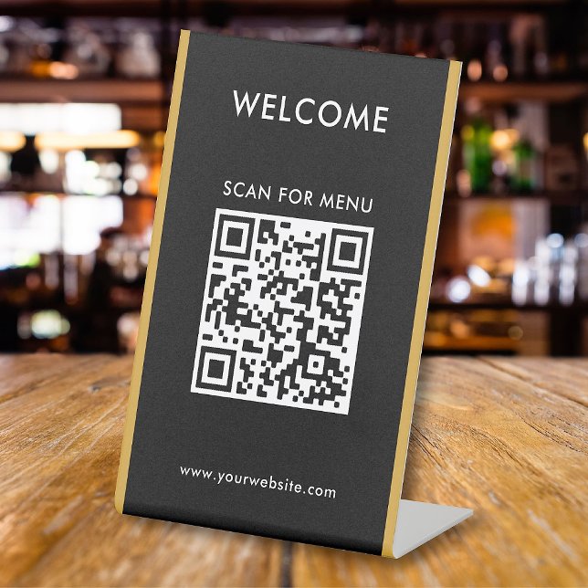 Signe De Table Code QR personnalisé Texte moderne Entreprise Piét (Créateur téléchargé)