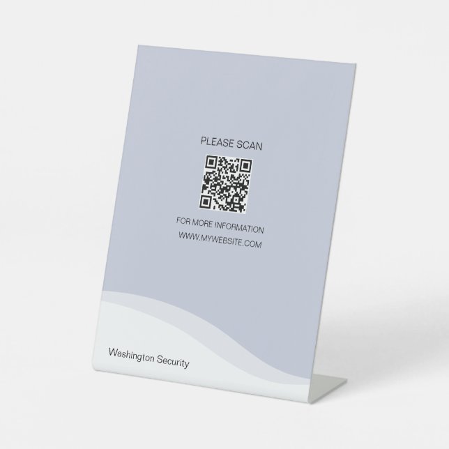 Signe De Table Code QR polyvalent pour bureau, bleu clair (Recto)