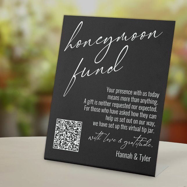 Signe De Table Code QR pour Cadeau de Lune de Miel Contemporain N (Créateur téléchargé)