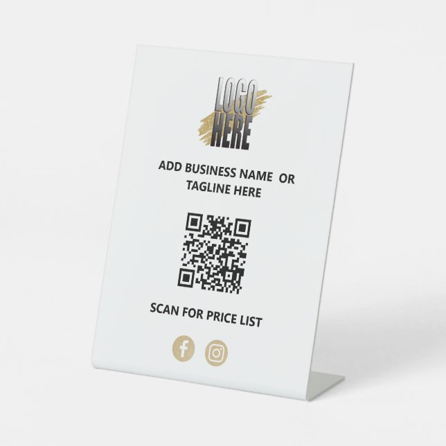 Signe De Table Code QR pour Entreprise Moderne avec Logo (Recto)