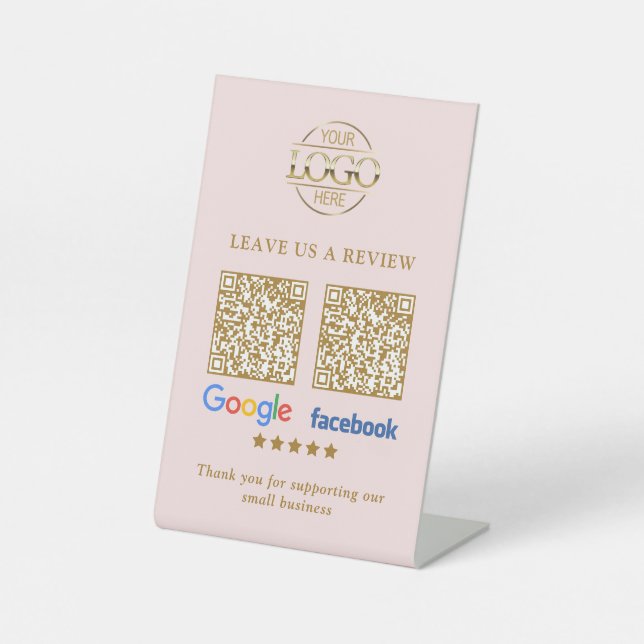 Signe De Table Code QR pour les avis Google et Facebook du logo d (Recto)