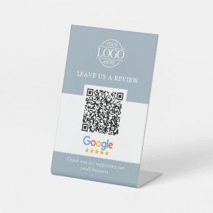 Signe De Table Code QR pour les avis Google et Facebook du logo d