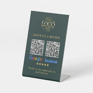 Signe De Table Code QR pour les avis Google et Facebook sur le lo