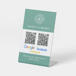 Signe De Table Code QR pour les avis Google & Facebook sur une en