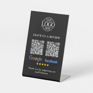 Signe De Table Code QR pour les avis Google & Facebook sur une en