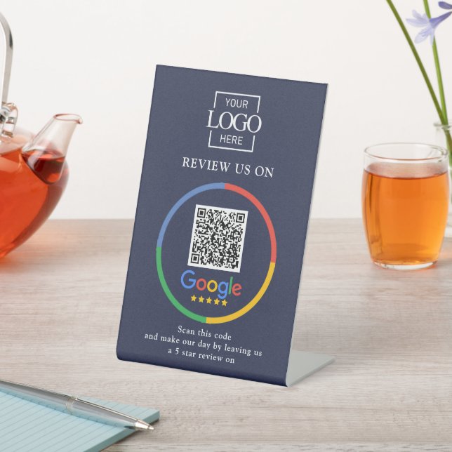 Signe De Table Code QR pour les avis Google promotionnels moderne (In SItu)