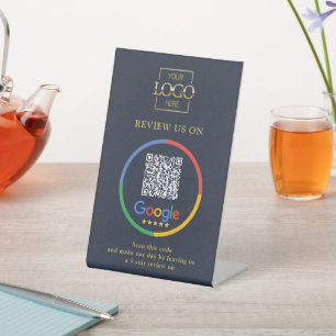 Signe De Table Code QR pour les avis Google promotionnels moderne