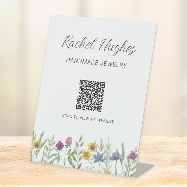 Signe De Table Code QR pour présentoir floral de bijoutier (Créateur téléchargé)