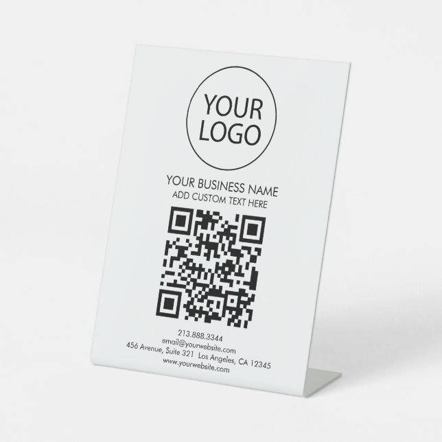 Signe De Table Code QR professionnel personnalisé Texte du logo p (Recto)