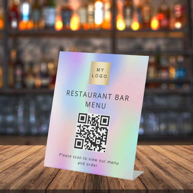 Signe De Table Code QR restaurant café bar menu scanne holographi (Créateur téléchargé)