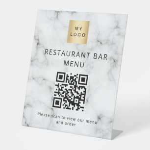 Signe De Table Code QR restaurant café bar menu scanner logo marb