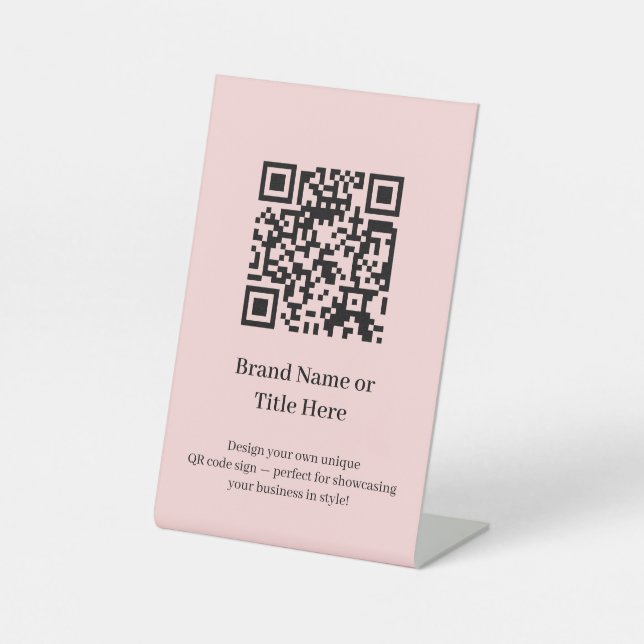 Signe De Table Code QR rose pâle | Personnalisée Créez votre prop (Recto)