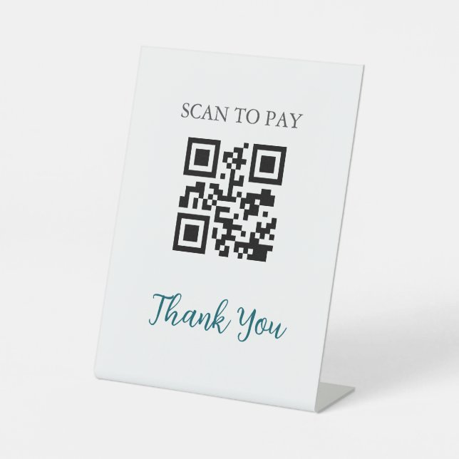 Signe De Table Code QR sans contact Payable numérisable noir blan (Recto)