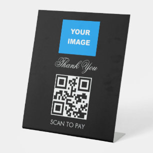 Signe De Table Code QR sans contact Scannable Menu Logo Blanc