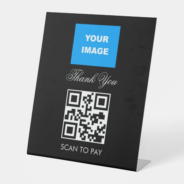 Signe De Table Code QR sans contact Scannable Menu Logo Blanc (Recto)