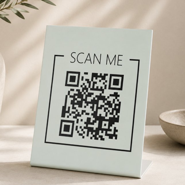 Signe De Table Code QR Scannez-Moi Vert Sauge Entreprise (Créateur téléchargé)
