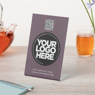 Signe De Table Code QR simple avec logo et texte personnalisés