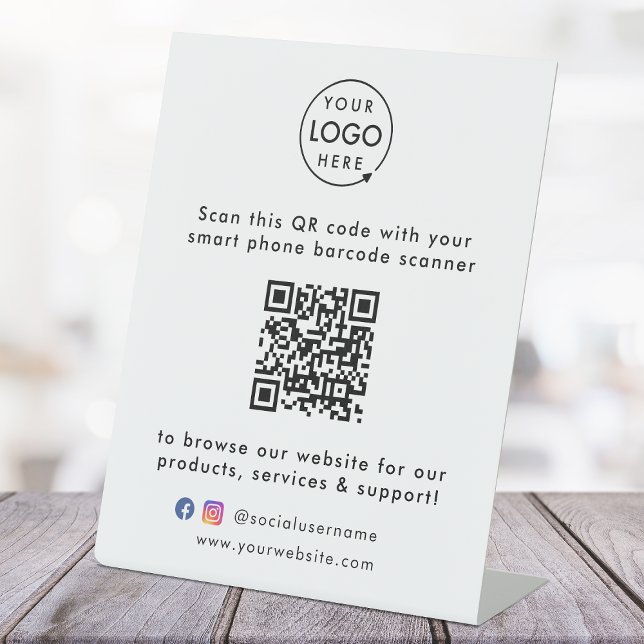 Signe De Table Code QR Site Web Professionnel Scannez-Moi Logo Ré (This versatile sign can easily be updated with your company logo, QR code, social media & website!)