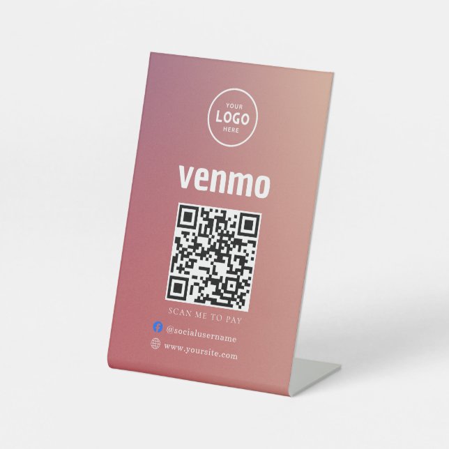 Signe De Table Code QR Venmo de paiement | Scanner pour payer le  (Recto)