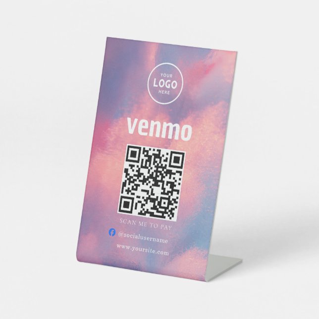 Signe De Table Code QR Venmo de paiement | Scannez pour payer le  (Recto)
