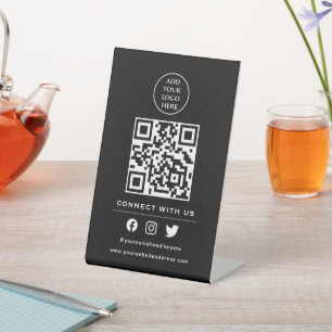 Signe De Table Code QR Votre Logo Suivez L'Analyse Pour Vous Conn