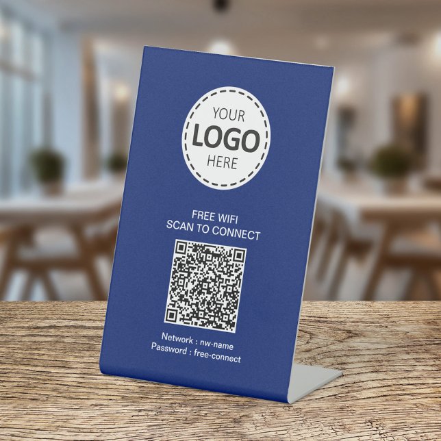 Signe De Table Code QR WIFI et logo d'entreprise (Créateur téléchargé)